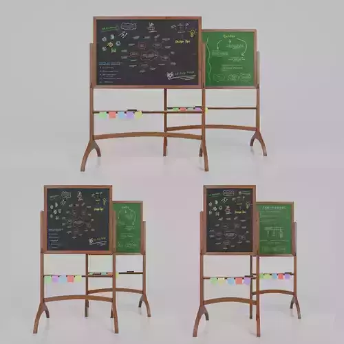 Complete Dual-Sided Chalkboards - Customizable Writing Boards 3D Model Collection