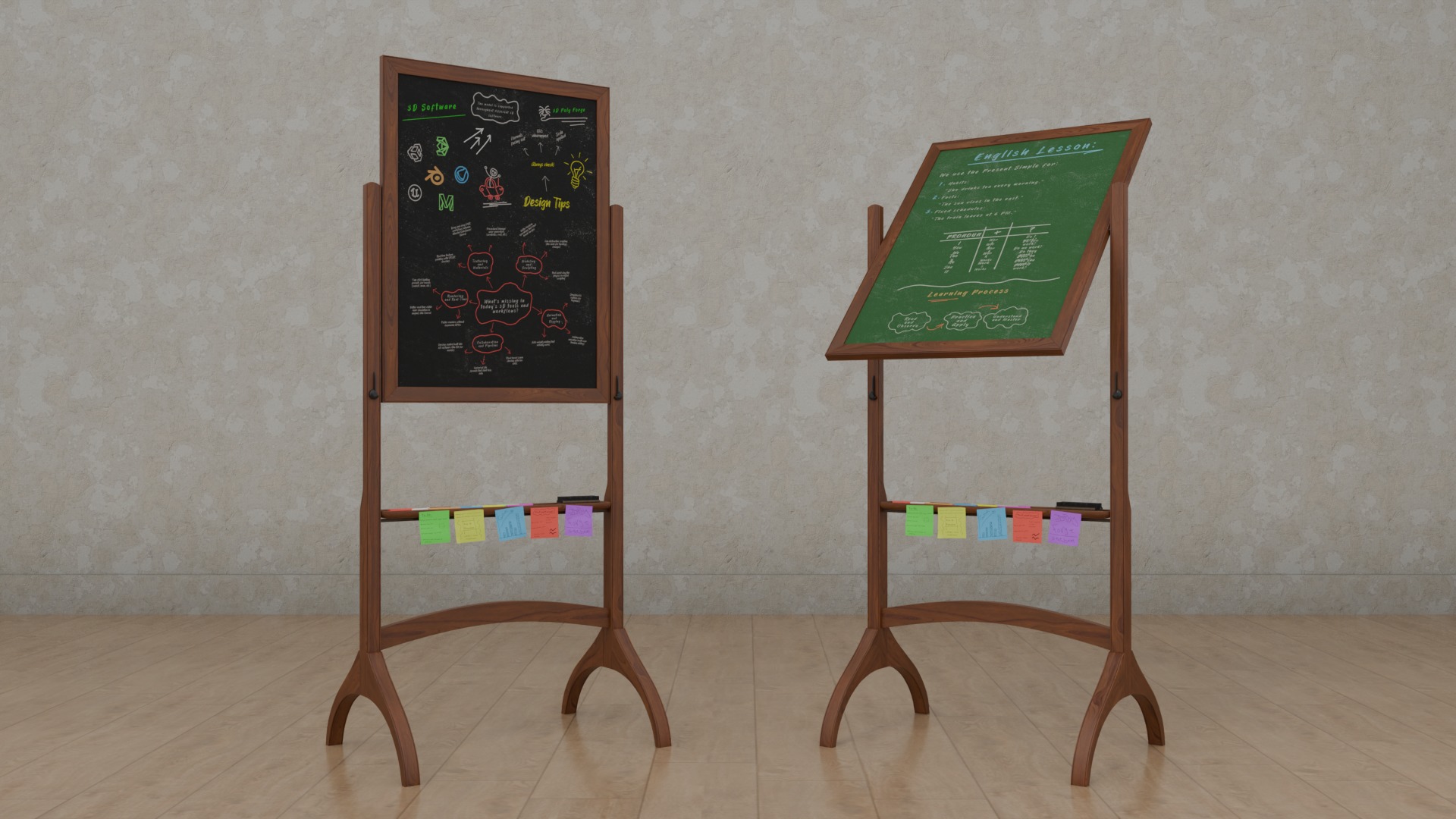 Complete Dual-Sided Chalkboards - Customizable Writing Boards 3D Model Collection_25
