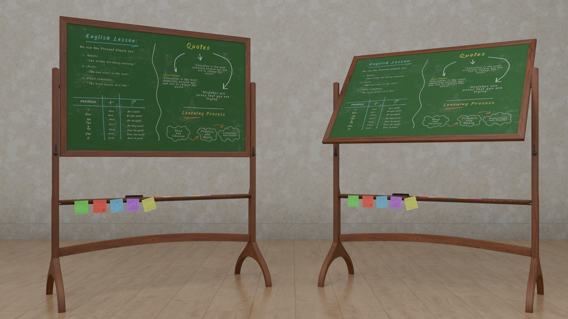 Complete Dual-Sided Chalkboards - Customizable Writing Boards 3D Model Collection_8