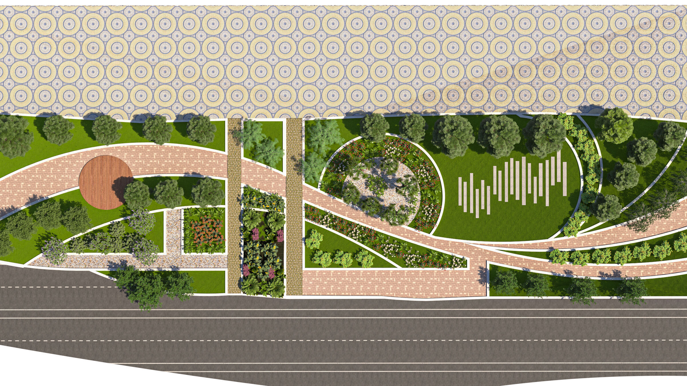 Urban Park  Plaza  3D Model Low-poly 3D model_1