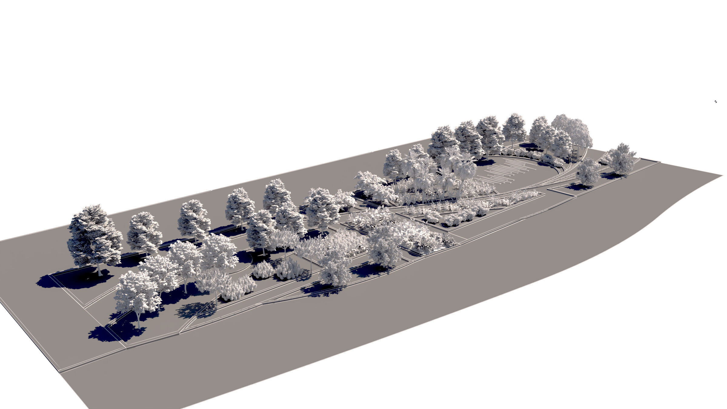 Urban Park  Plaza  3D Model Low-poly 3D model_7