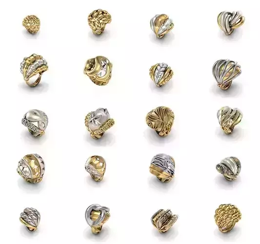 20 Fantasy Ring 3dm STL Print Ready