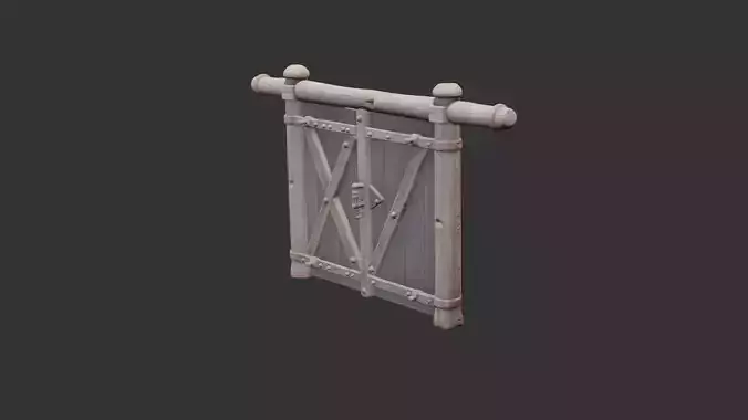 Old Wooden Barn Gate Low-poly 3D model