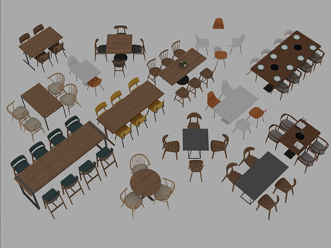 Modern dining tables and chairs 3D model