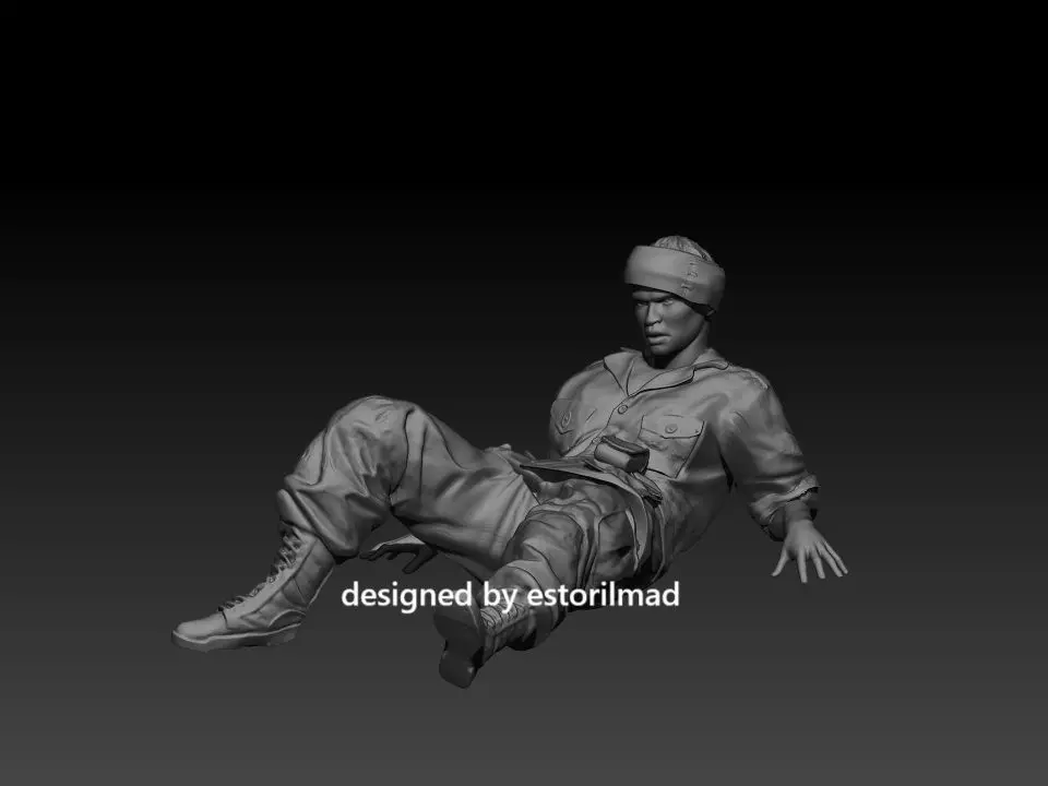 WOUNDED VIETNAM AMERICAN SOLDIER V2 3D print model