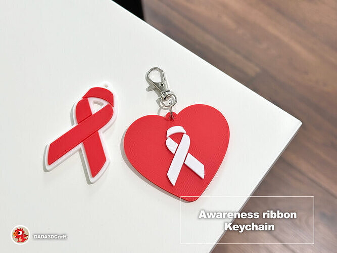 Awareness ribbon Keychain 3D print model