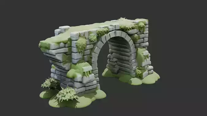 Stone Bridge Ruins Low-poly 3D model