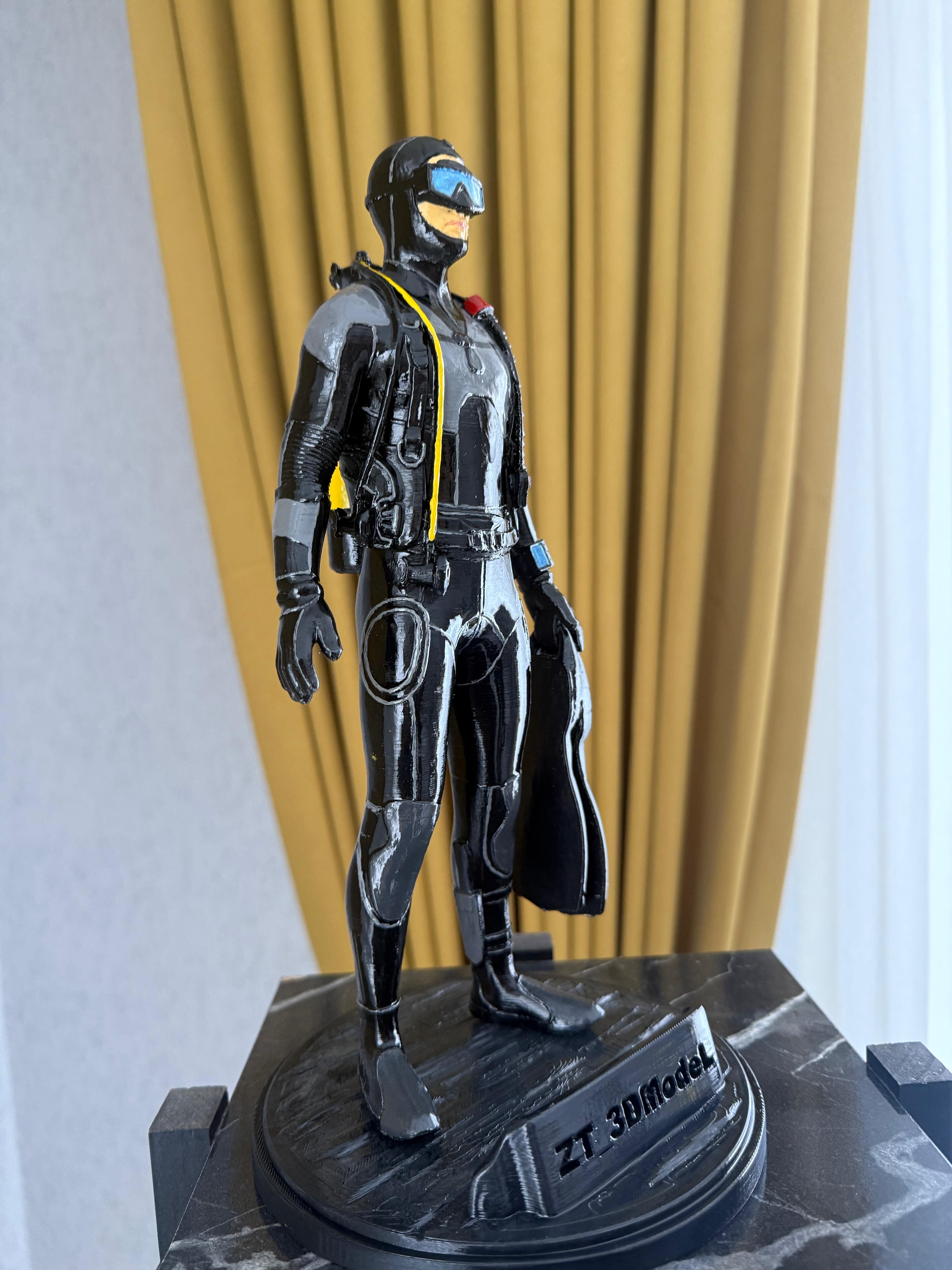 Fully Detailed 3D Scuba Diver Model 3D print model_1
