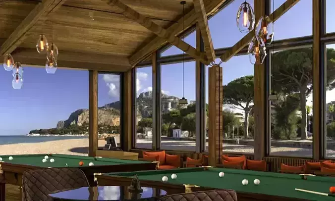 Coastal Bar Interior Scene  Realistic Pub Visualization