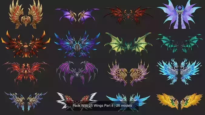 Pack With 25 Wings Part 8 3D Model Collection
