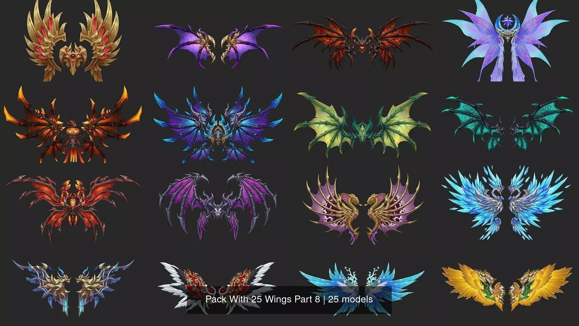 Pack With 25 Wings Part 8 3D Model Collection_0