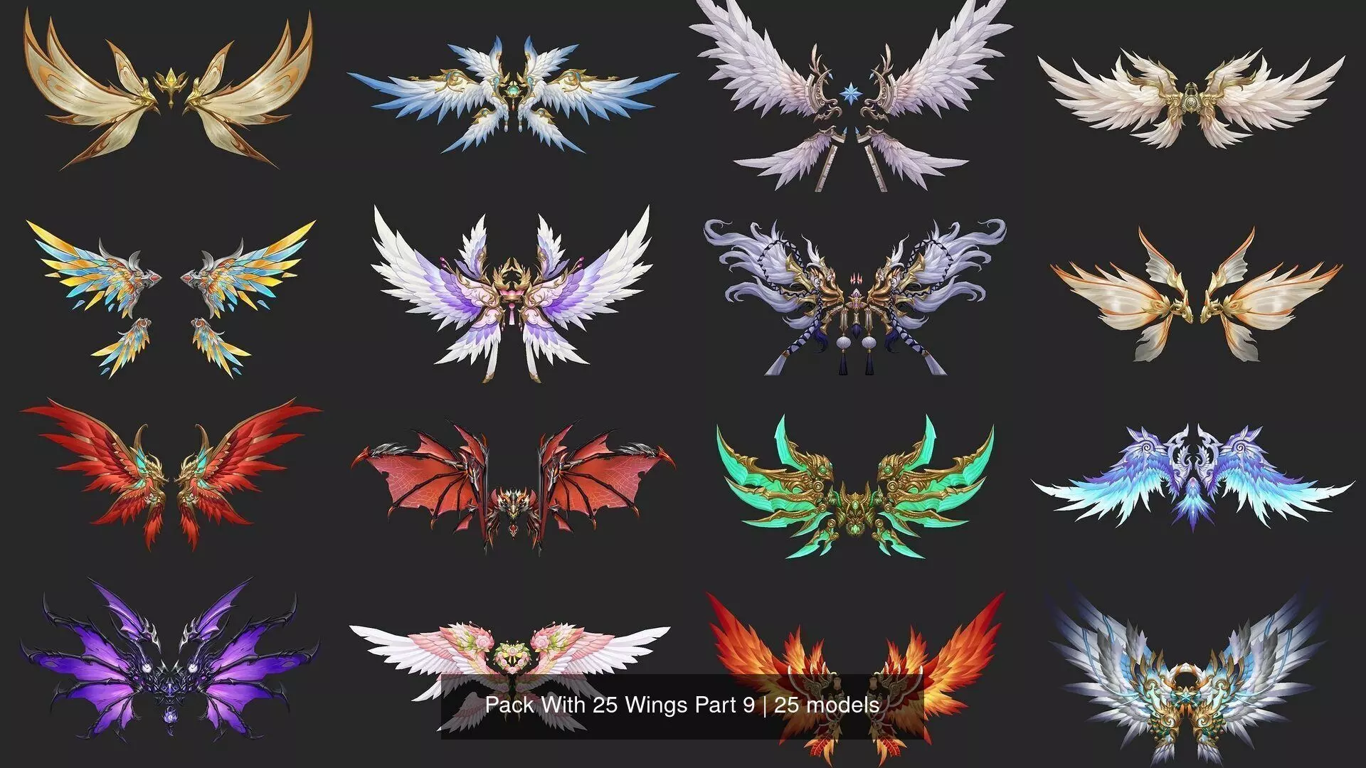 Pack With 25 Wings Part 9 3D Model Collection_1