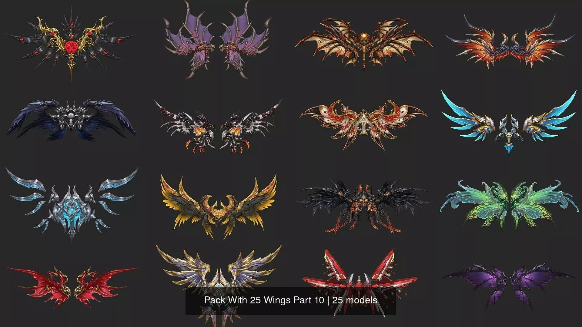 Pack With 25 Wings Part 10 3D Model Collection_1