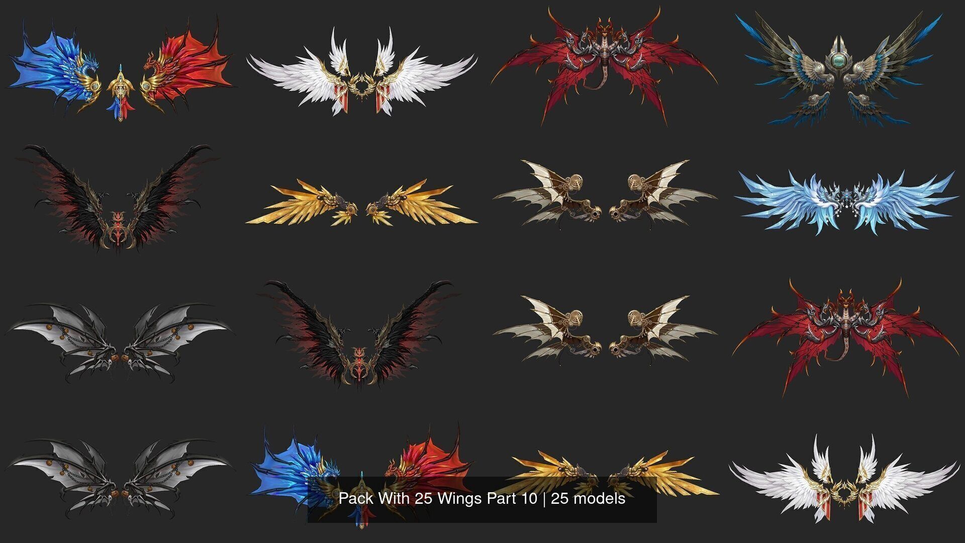 Pack With 25 Wings Part 10 3D Model Collection_3