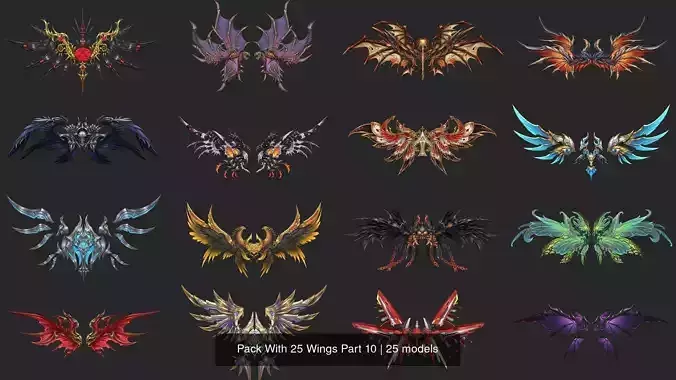 Pack With 25 Wings Part 10 3D Model Collection
