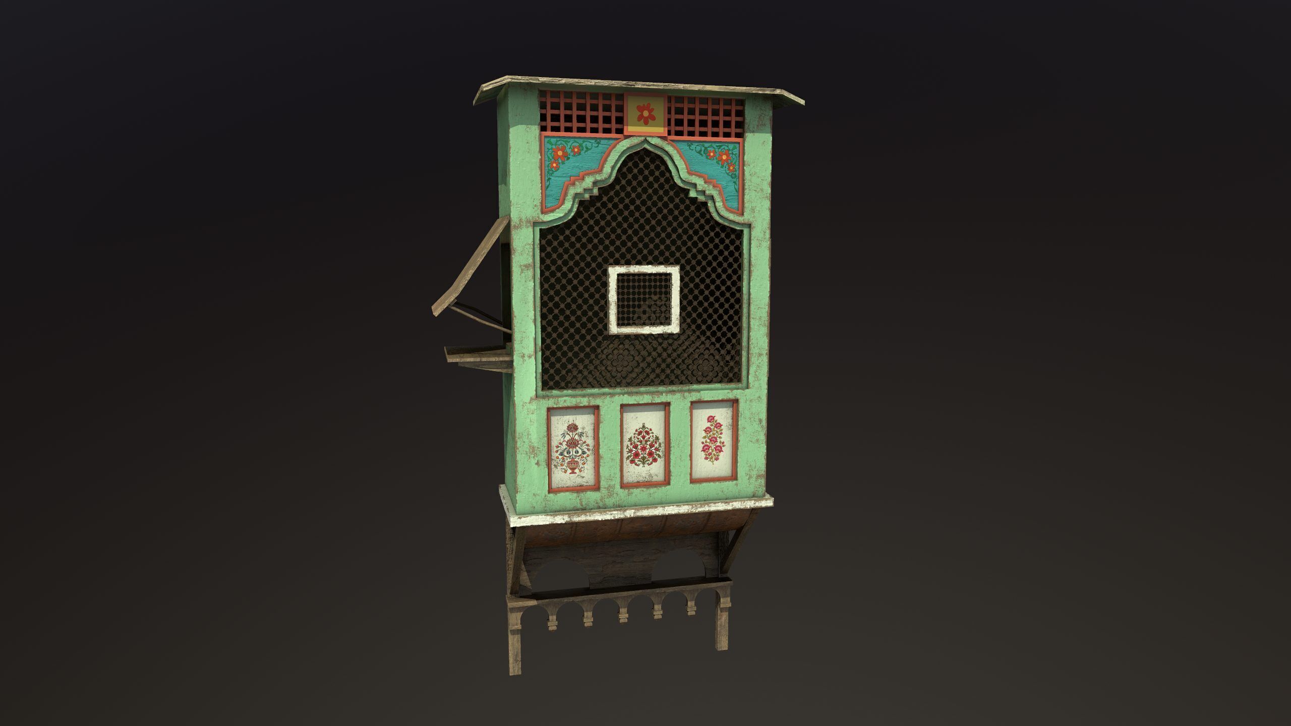 Architectural arches pottery pots bowls and pans Low-poly 3D model_7