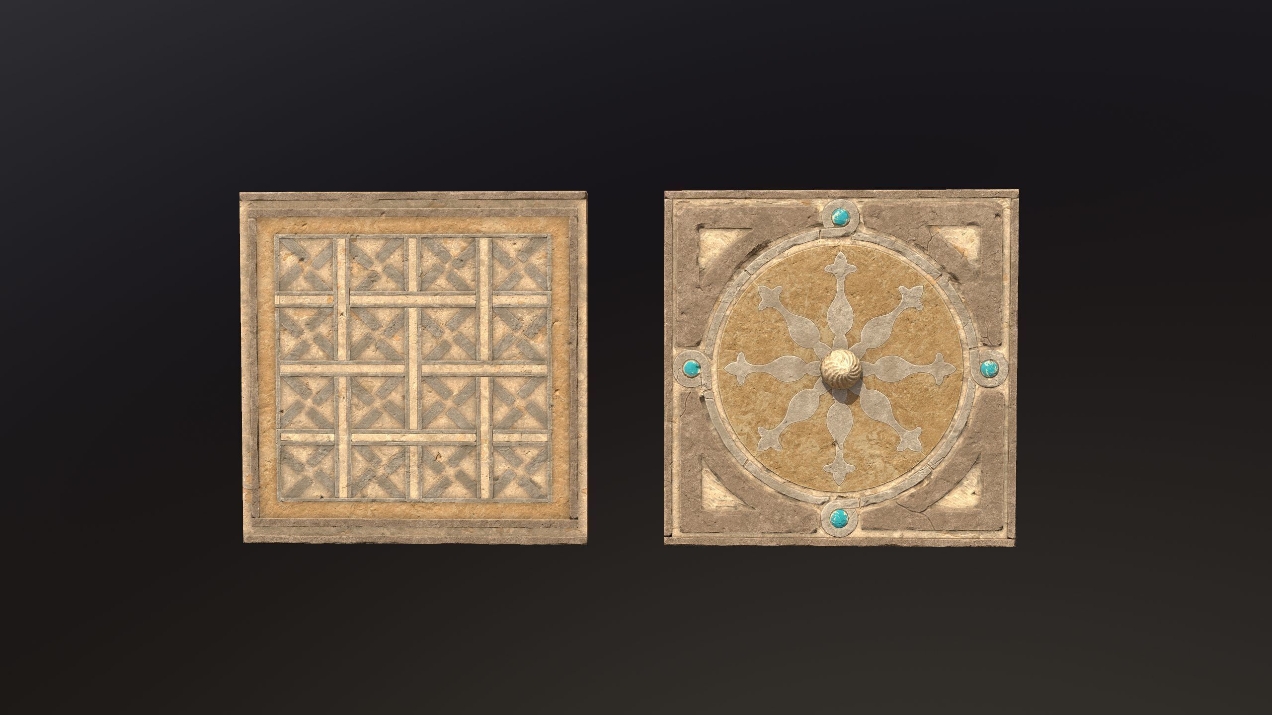 Architectural arches pottery pots bowls and pans Low-poly 3D model_6