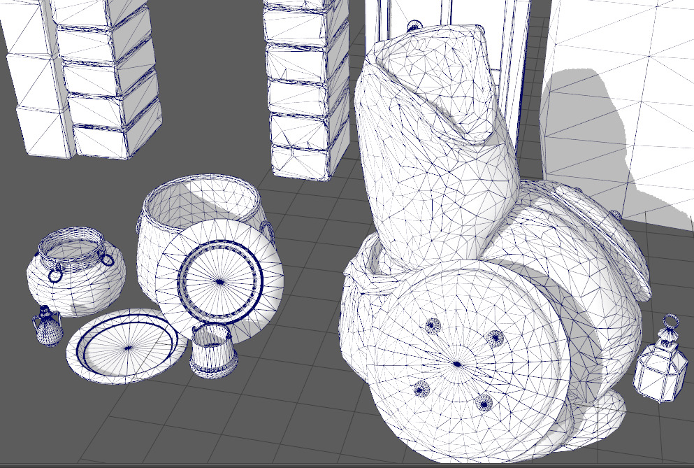 Architectural arches pottery pots bowls and pans Low-poly 3D model_11