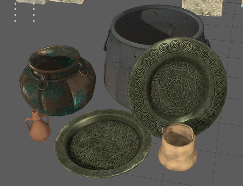 Architectural arches pottery pots bowls and pans Low-poly 3D model_10
