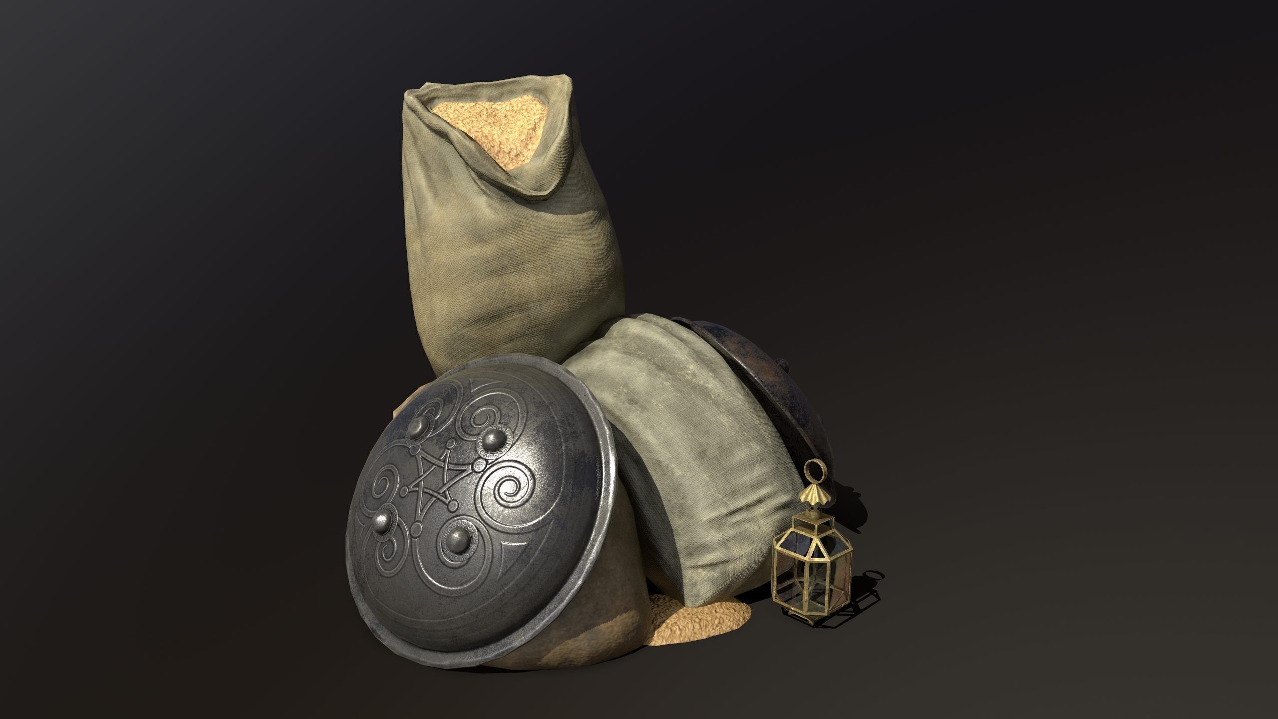 Architectural arches pottery pots bowls and pans Low-poly 3D model_2