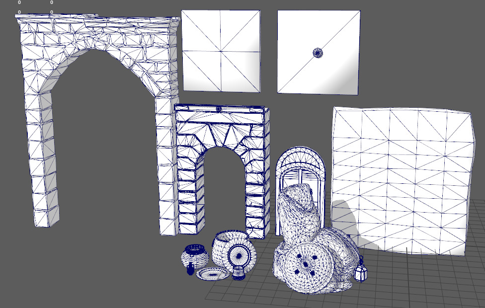 Architectural arches pottery pots bowls and pans Low-poly 3D model_12