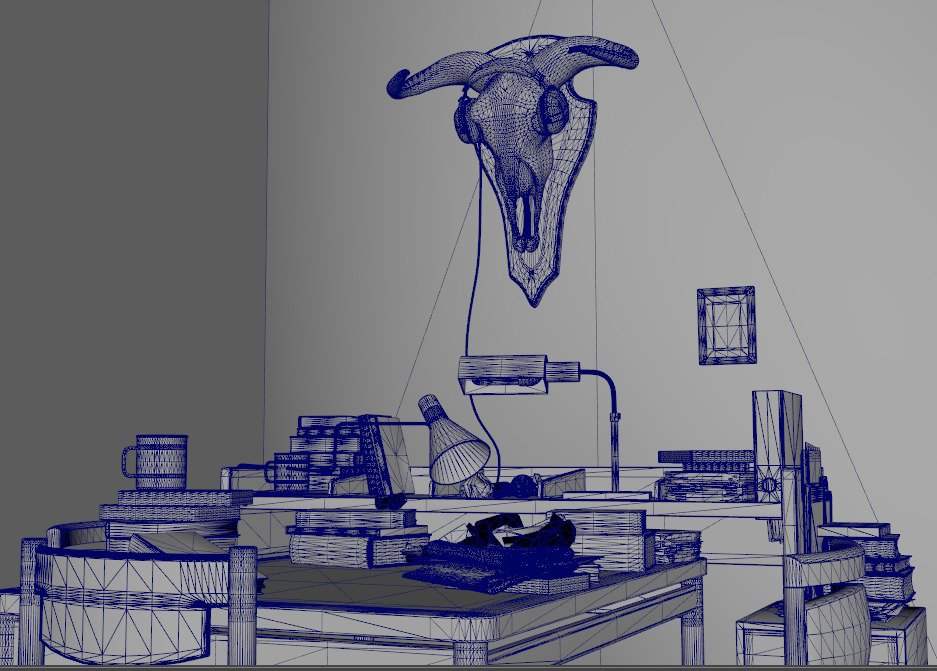 Partial living room display Low-poly 3D model_11