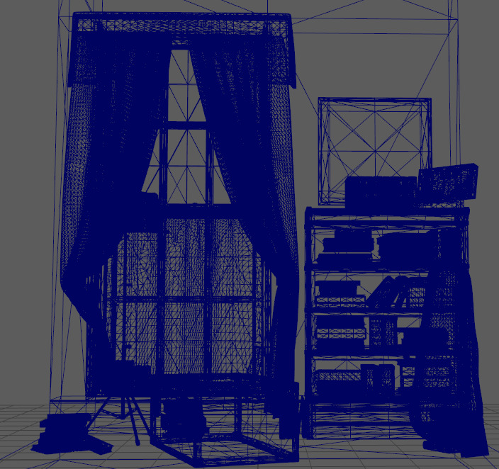 Partial living room display Low-poly 3D model_16