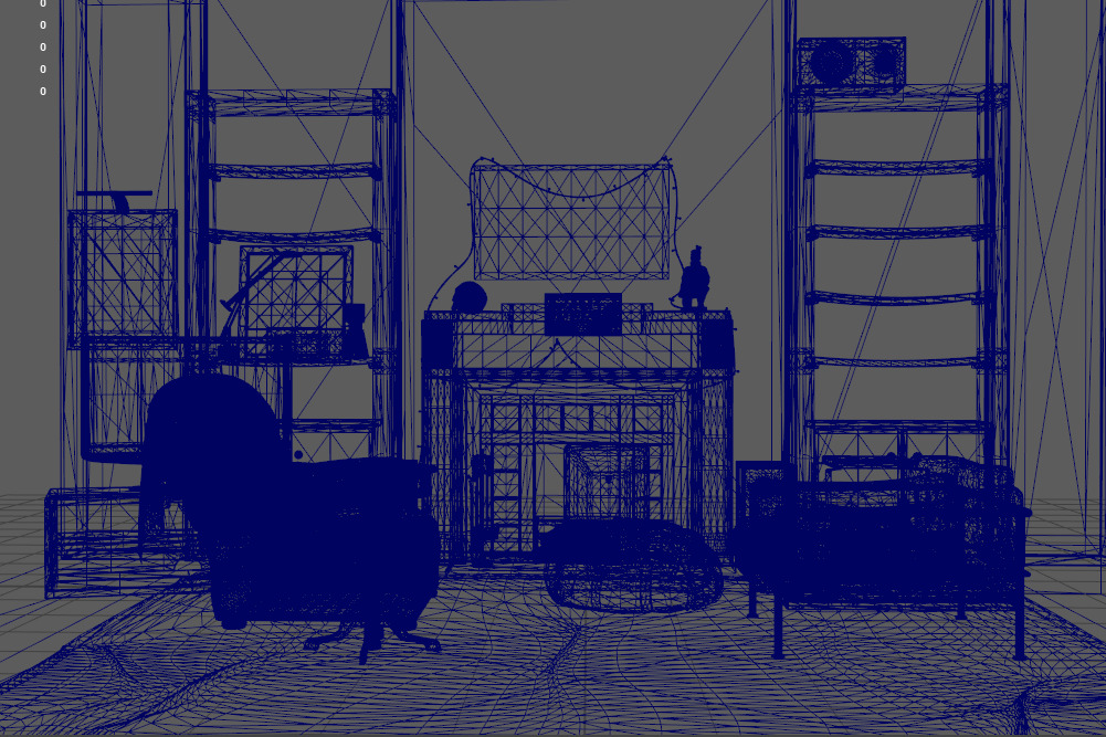 Partial living room display Low-poly 3D model_19