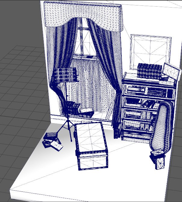 Partial living room display Low-poly 3D model_9