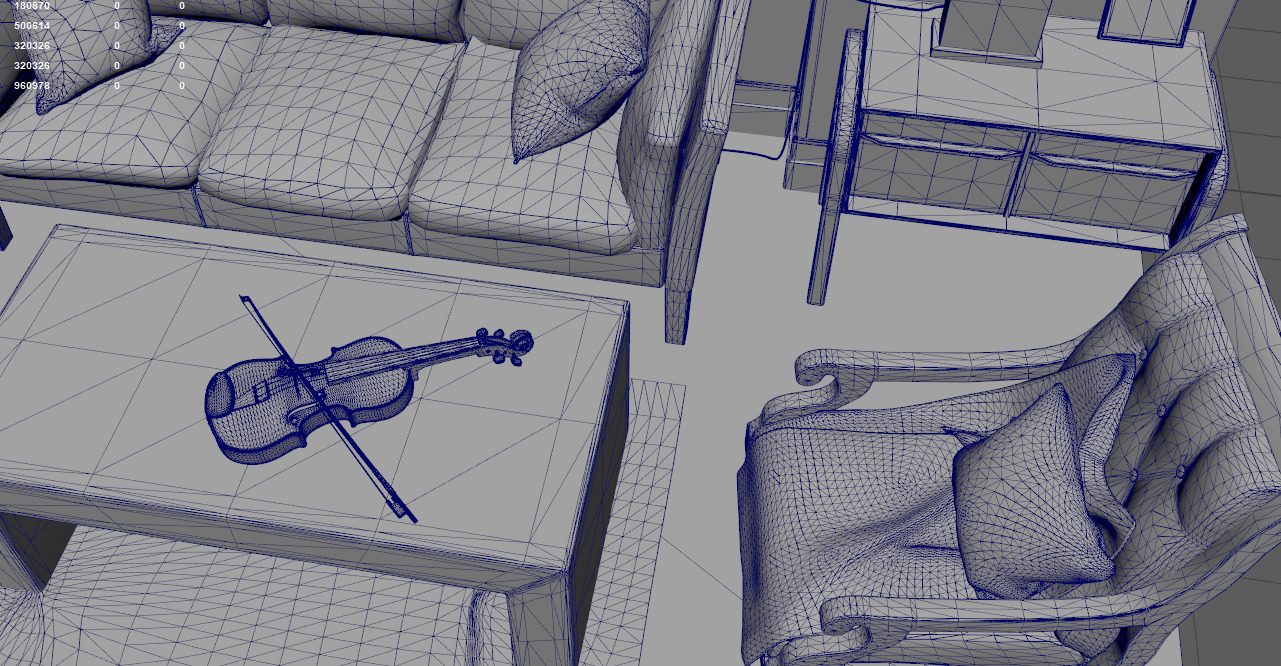 Partial living room display Low-poly 3D model_14