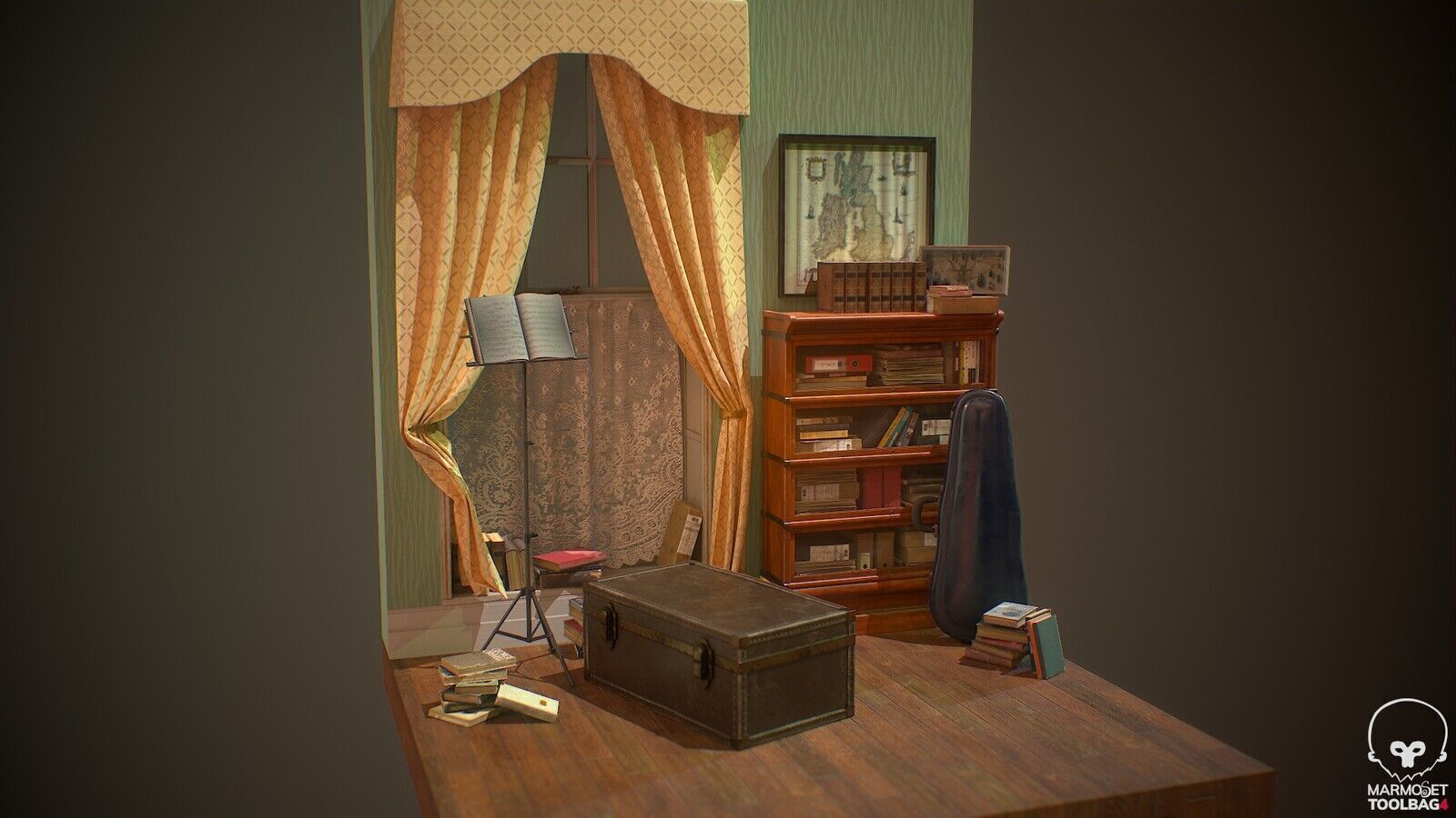 Partial living room display Low-poly 3D model_2