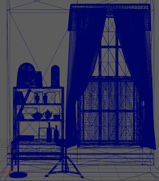 Partial living room display Low-poly 3D model_15