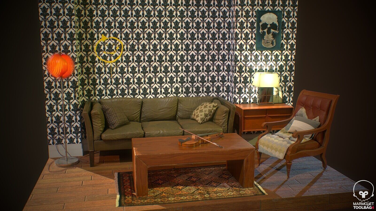 Partial living room display Low-poly 3D model_4