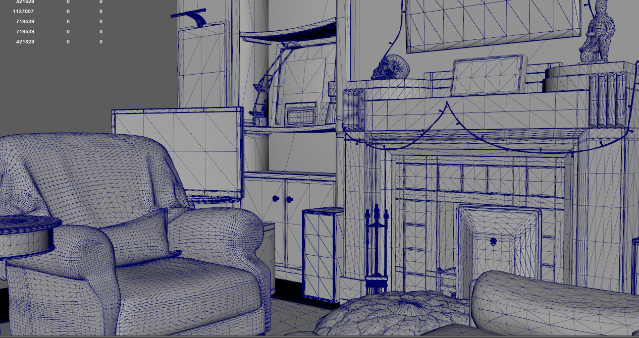 Partial living room display Low-poly 3D model_5