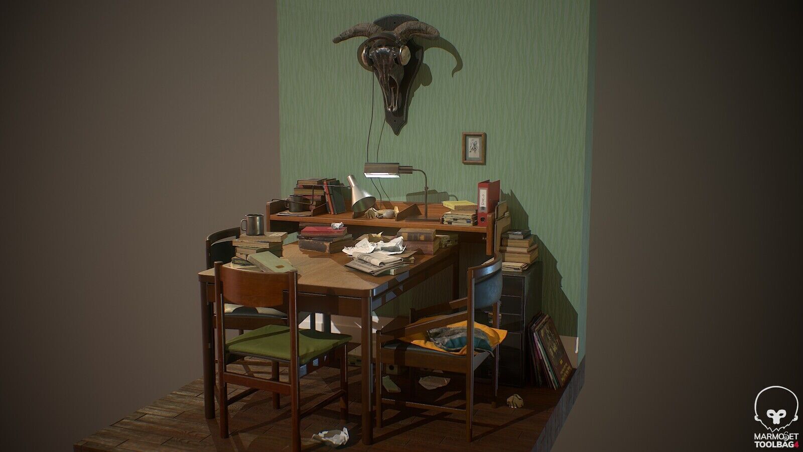 Partial living room display Low-poly 3D model_3