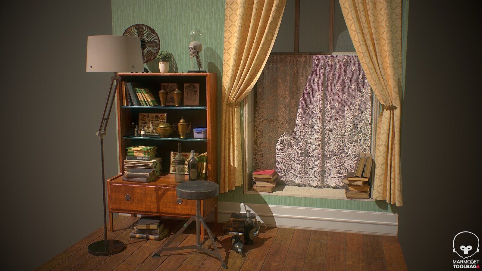 Partial living room display Low-poly 3D model_1