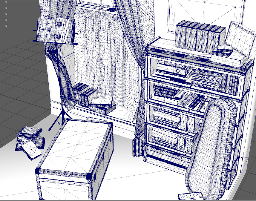 Partial living room display Low-poly 3D model_10