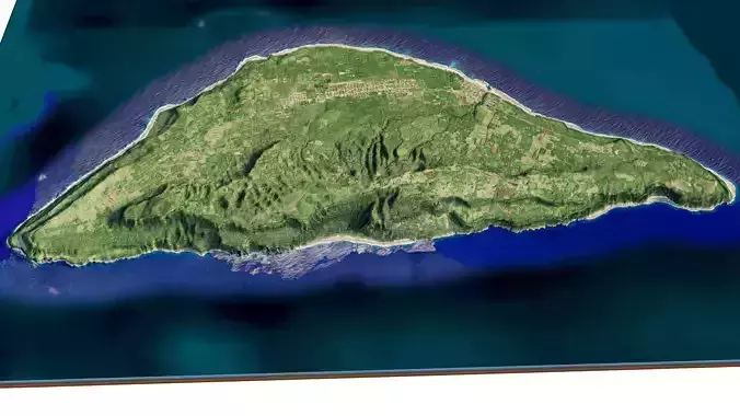 Eua island 3D model terrain Low-poly 3D model