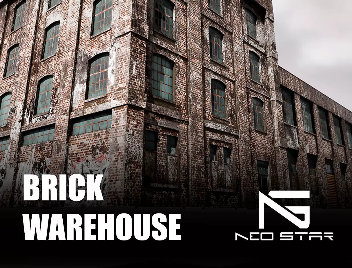 Abandoned Brick Warehouse Low-poly 3D model