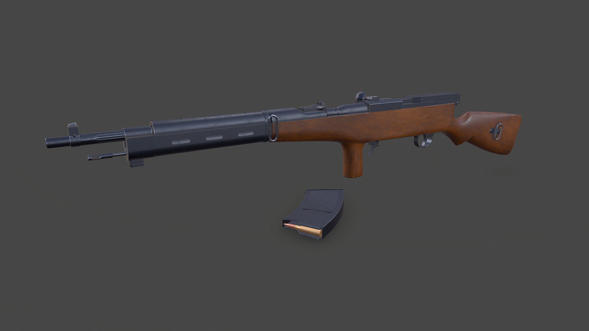 Fedorov Avtomat WW1 USSR Assault Rifle Low-poly PBR Low-poly 3D model_1