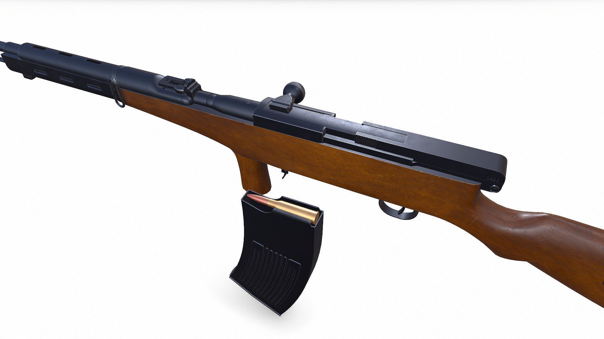 Fedorov Avtomat WW1 USSR Assault Rifle Low-poly PBR Low-poly 3D model_3