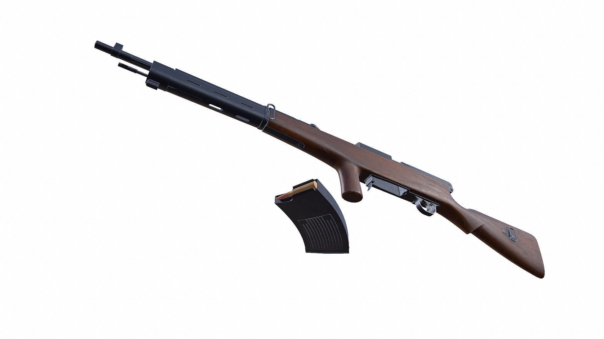 Fedorov Avtomat WW1 USSR Assault Rifle Low-poly PBR Low-poly 3D model_5