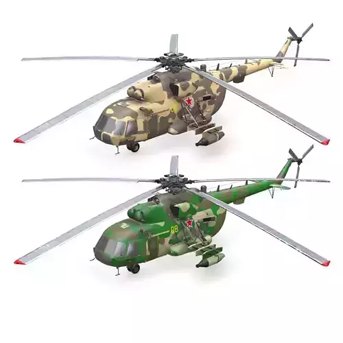 Mil Mi-17 Russian Military Helicopter PBR Low-poly 3D model