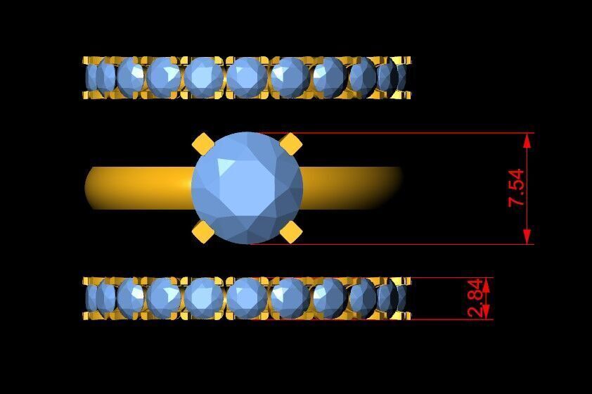 Solitaire Diamond Ring 3D print model_4