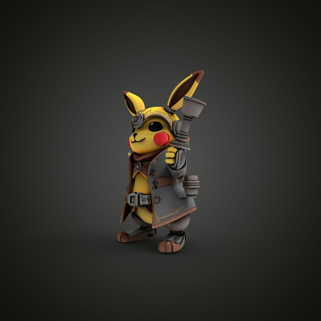 steampunk pikachu 4 3D print model_3