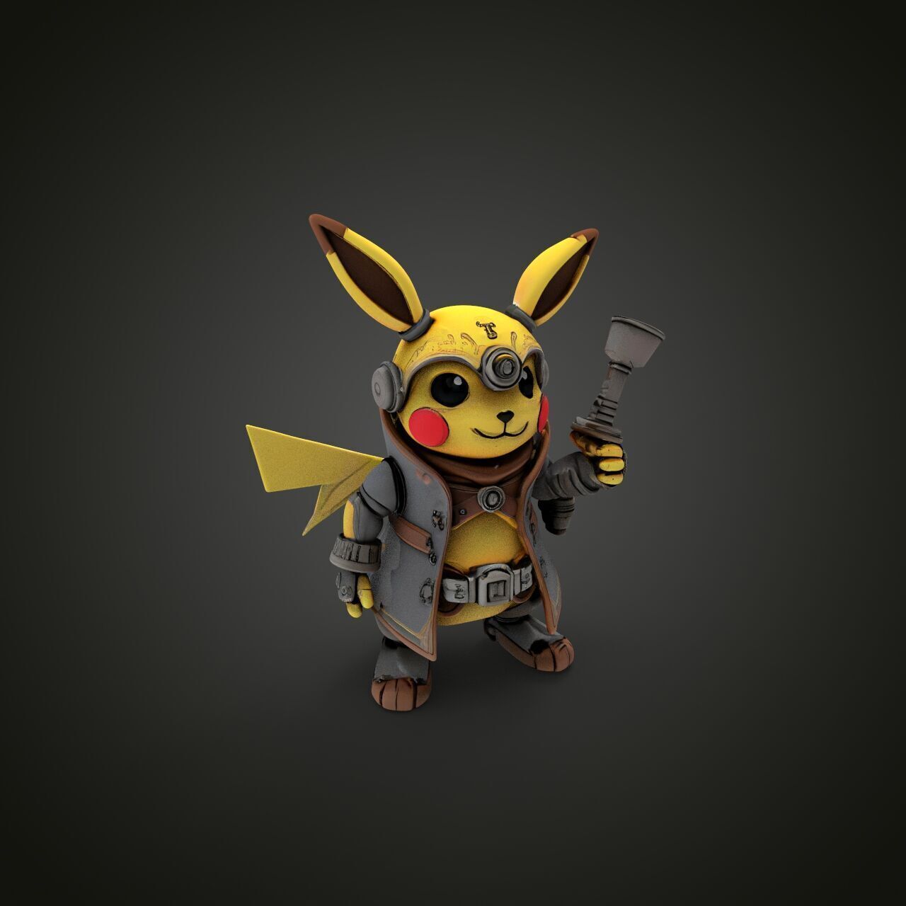 steampunk pikachu 4 3D print model_6