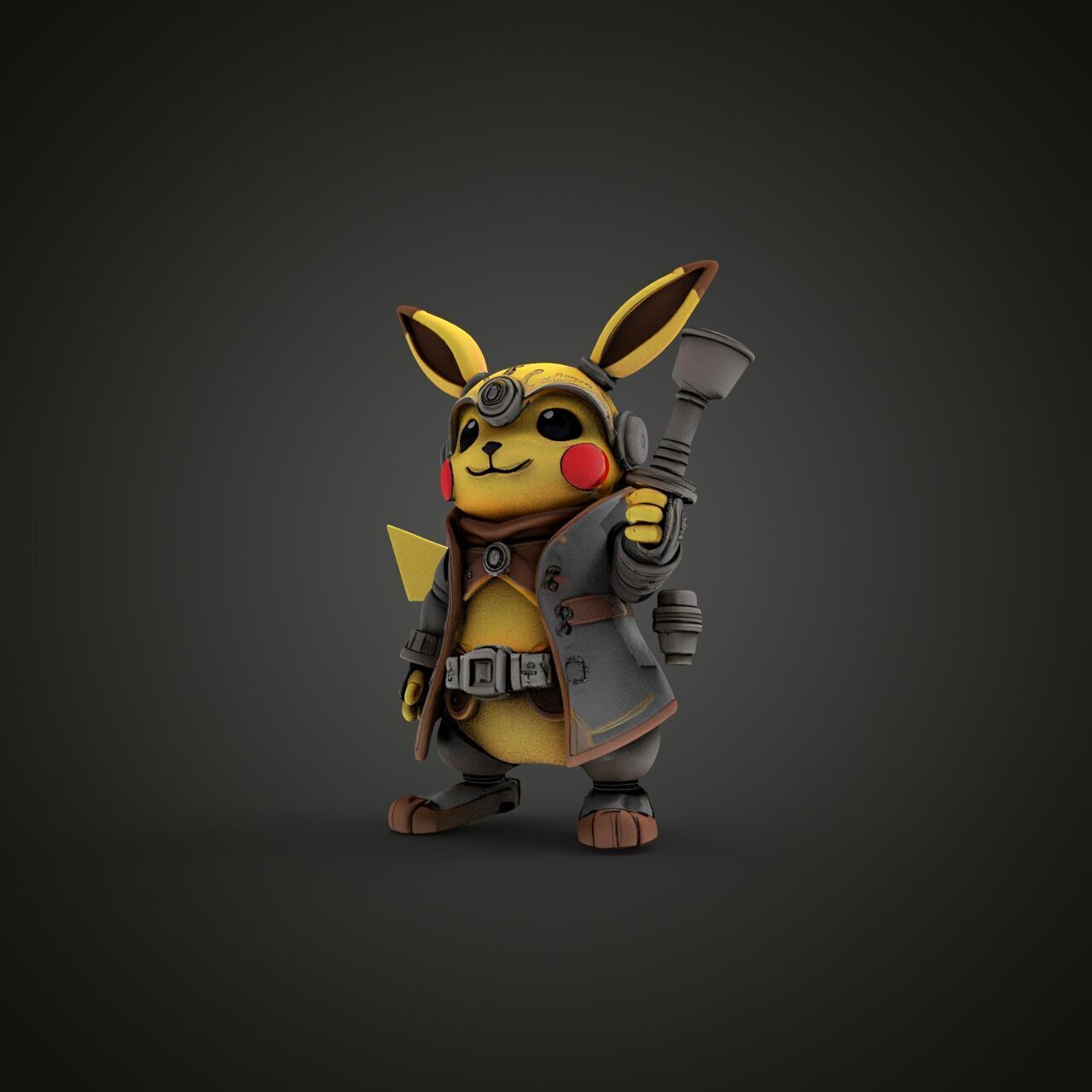 steampunk pikachu 4 3D print model_5