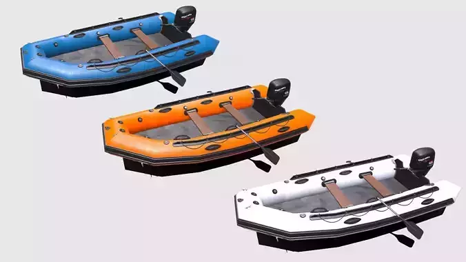 Inflatable Motor Boat Low-poly PBR
