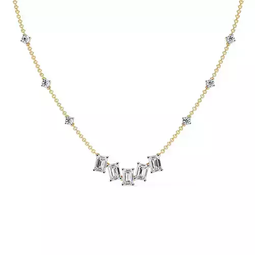 Luxury Emerald Diamond Necklace with Round Diamond