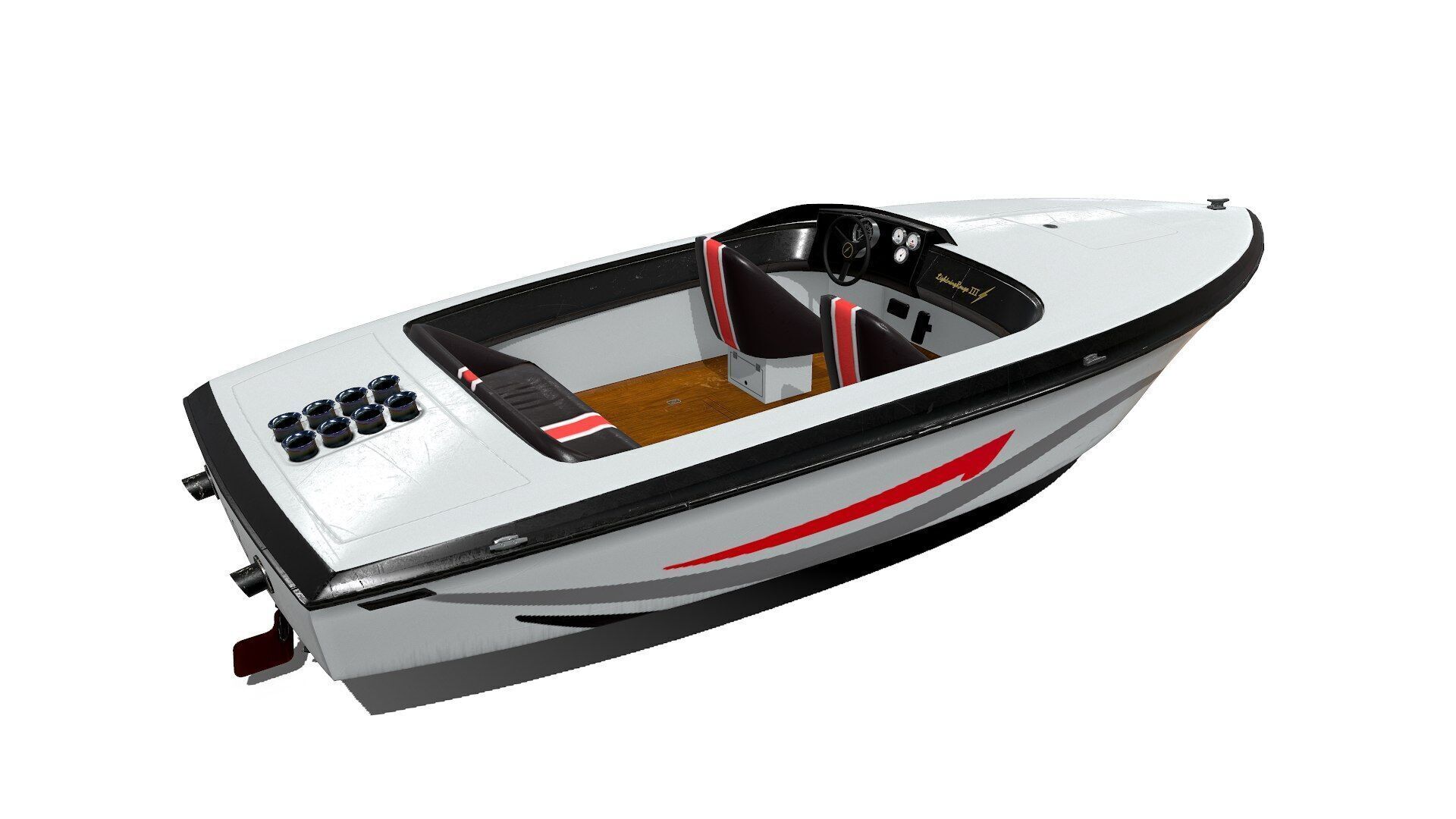 Speedboat Low-poly PBR Low-poly 3D model_9